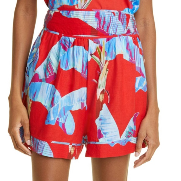 Women’s FARM Rio Sweet Jungle High Waist Linen Shorts-Ananas Red  sz small NWT - Picture 1 of 5